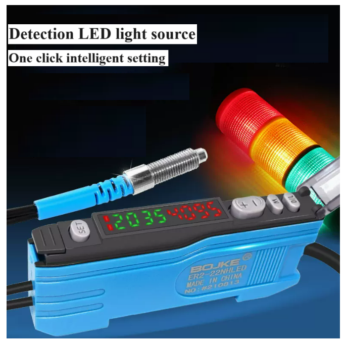 NPN / PNP Output Fiber Optic Amplifier LED Light Source Detector