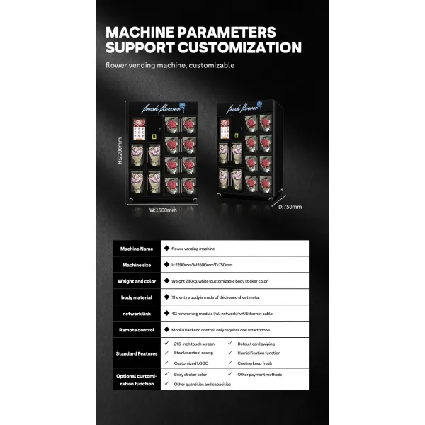Haloo Vending Machine SupplierBig Size 6 Locker Vending Machine 10.1inch Touch Screen Choose Flowers on the Machine