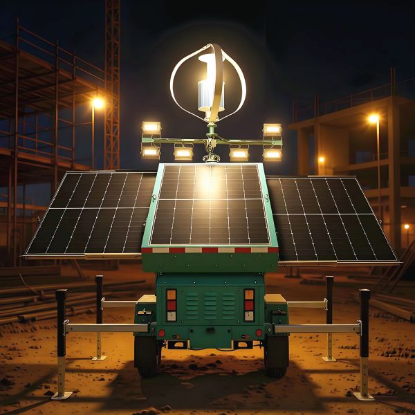 Mobile Solar Light Tower Dust Proof Outdoors Light Tower Street Light With Solar Panel Eco Friendly Light Tower