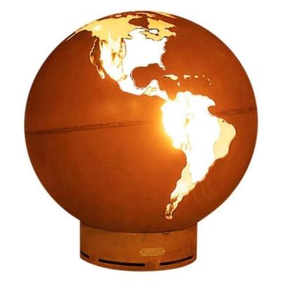 Do globo de aço do fogo de Corten da terra de 36 polegadas poço ardente de madeira do fogo da esfera do metal