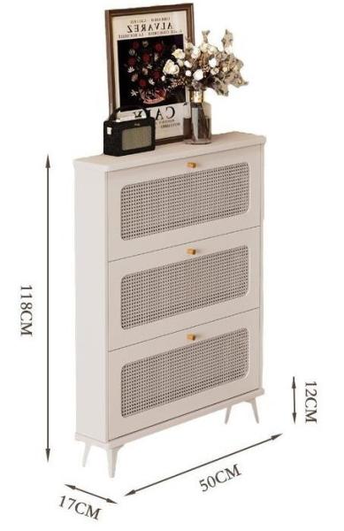 Popular Simple Ultra-Thin Tipping Bucket Rattan Shoe Storage Cabinet For Home Entrance, Exterior Door, Elevator Aisle