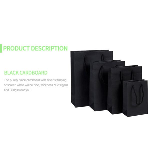 SZCX Luxury Black Gift Paper Bag Custom Made Printed Logo Jewelry Packaging Kraft Shopping Paper Bag With Ribbon Handle