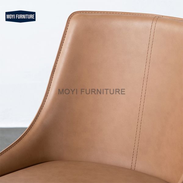 Refined Top-Stitching  Leather Upholstered Comfortable Padded Dining Room Dining Chairs With Unique 3-Leg Structures