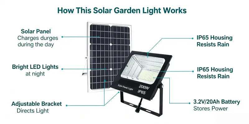Remote Separated Solar Panel Flood Light Easy Installation Wall Mount Light