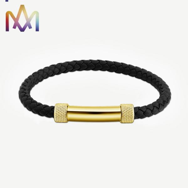 A pressão magnética SS304 vergasta o bracelete trançado 67MM dos homens com barra cilíndrica