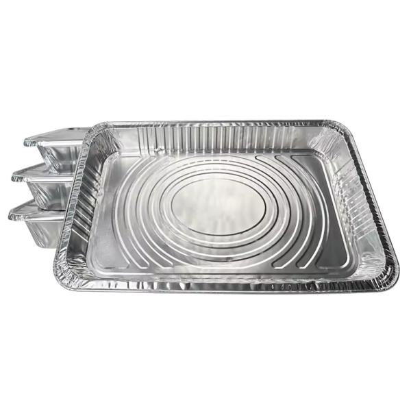 Plateau de lasagne en aluminium rectangulaire chaud et froid Plateau de lasagne en papier d'aluminium jetable
