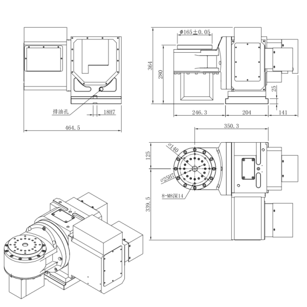 Hybrid 5 Axis Rotary Table with Direct Drive for High Precision Heavy Load High Stability CNC