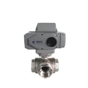 SS Thread Connection Electric Control Valve Industrial 3 Way Electric Ball Valve
