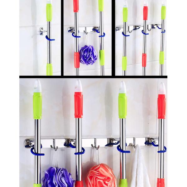 Stainless Steel 304 Broom Mop Holder Wall Mount Heavy Duty For Laundry Room Garage