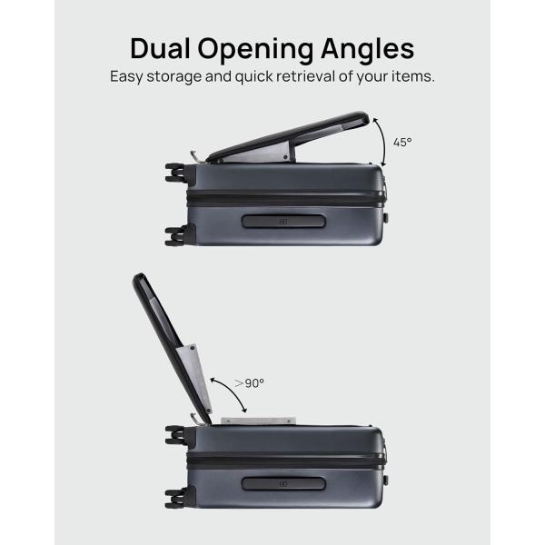 22 x 14 x 9 companhia aérea aprovada, bagagem de 20 polegadas com compartimento de laptop frontal, rodas de dupla rotação, PC de lado duro