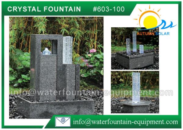 Decoration Feng Shui Garden Fountain Granite Sculpture With Glass Column