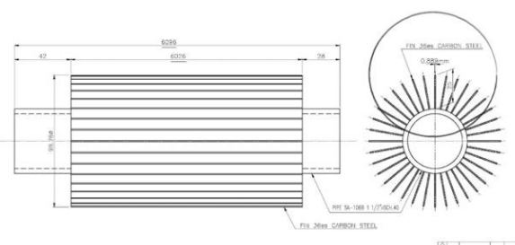 Ребристая труба углерода стальная SA106B ребра 36ES CE DELLOK продольная