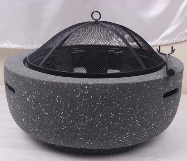 MGO Stone Barbecue Fire Bowl Painted Steel Fire Pit Cool Camping Accessories 59.5X34.5cm