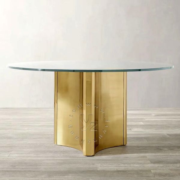 Wiltshire Round Table with Tempered Glass and Stainless Steel Base Modern Design for Hotel Dining Application