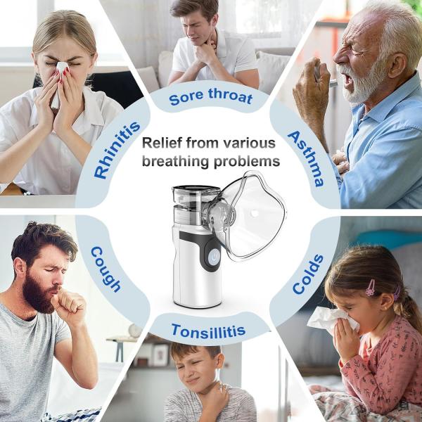 Nébuliseur à mailles portable CE avec inhalateur réglable pour nébulisation, température de l'eau ≤ 50°C