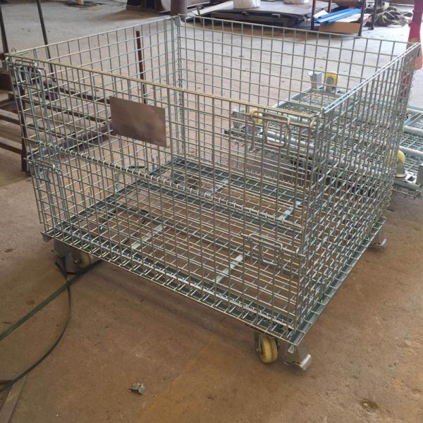 1000x800x840mm Foldable Wire Mesh Cage 800kg-1500kg Steel Wire Container