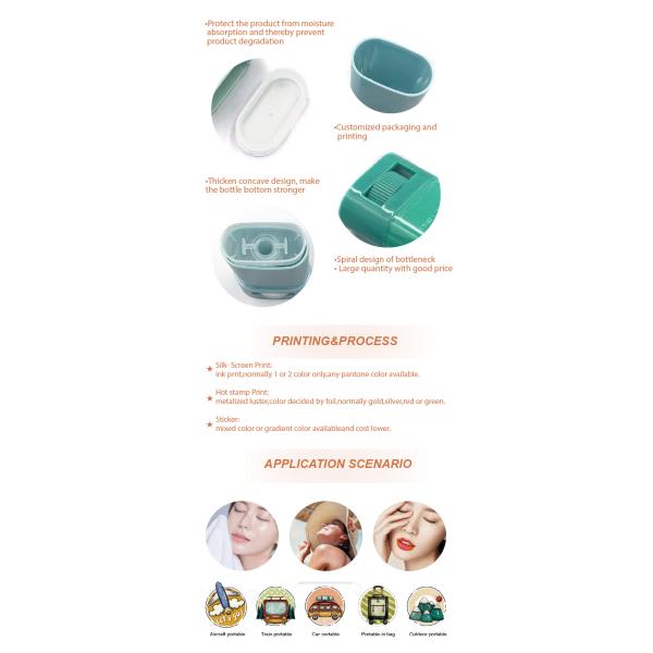 20 г зелено-синяя эллипсовая гладкая бутылка с зелено-синей-белой крышкой для аромата и солнцезащитной палочки