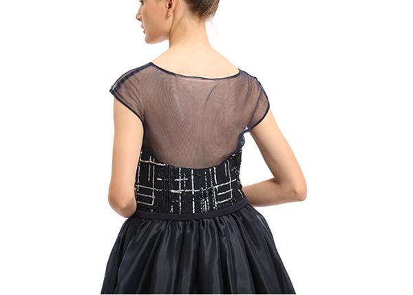 Black Organza Prom Party Dress For Arabic Women Sweep Train XS , S , M , L Size