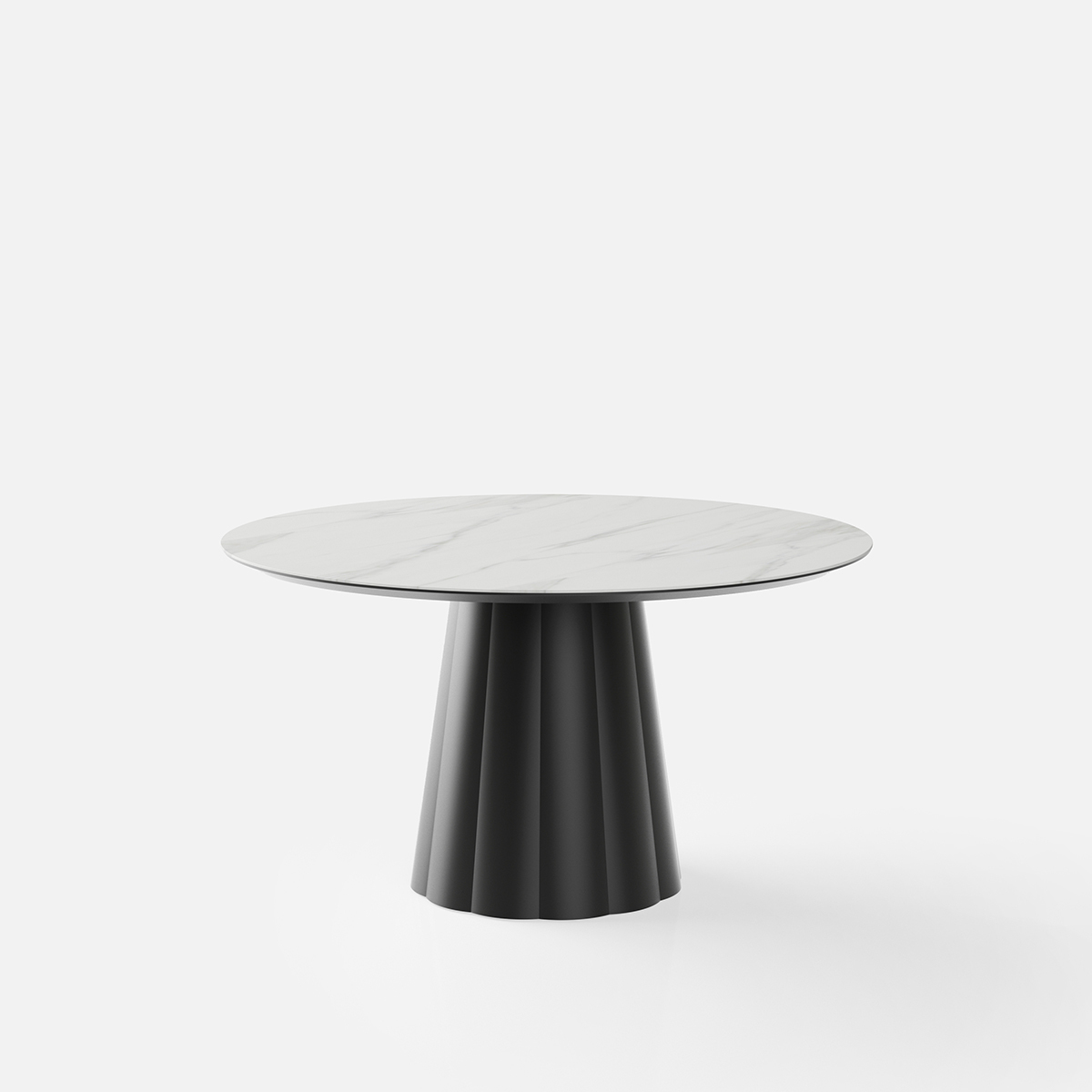 Pumpkin Fluted Base Sintered Stone Round Table ISO9001 Meeting Space Tables