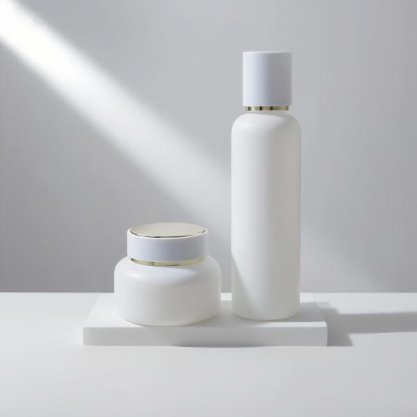 Factory Price 50ml 100ml 120ml Glass Lotion Packaging Empty White Lotion Pump Glass Bottle Skin Care Cream Body Set