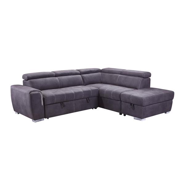 19766 L3 Hot Sale L shape Sofa Luxury Grey Mushroom Black Foldable Large Comfortable Sofa