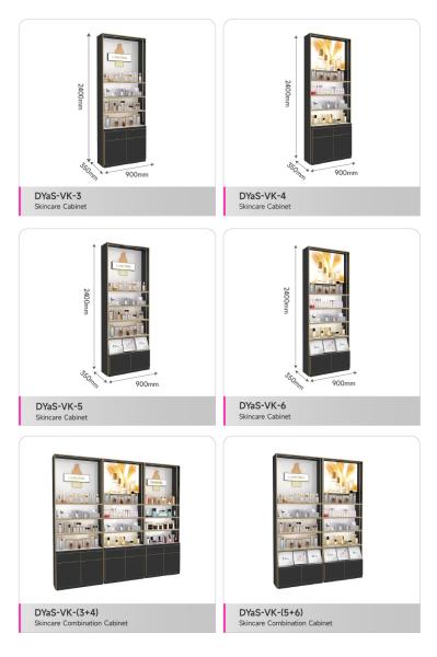 Magasin de beauté Affichage noir et or Meubles élégants Armoire latérale minimaliste moderne - Affichage double face pour le hall central dans le magasin de cosmétiques