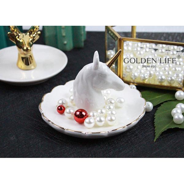 Creative Unicorn Ceramic Jewelry Tray Bedroom Bedside Trinkets Decoration Dish for Holding Small Jewelries, Rings, Neck