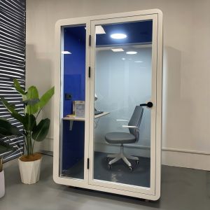 Portable Soundproof Booth with High Sound Insulation and LED Lighting for Office Pods