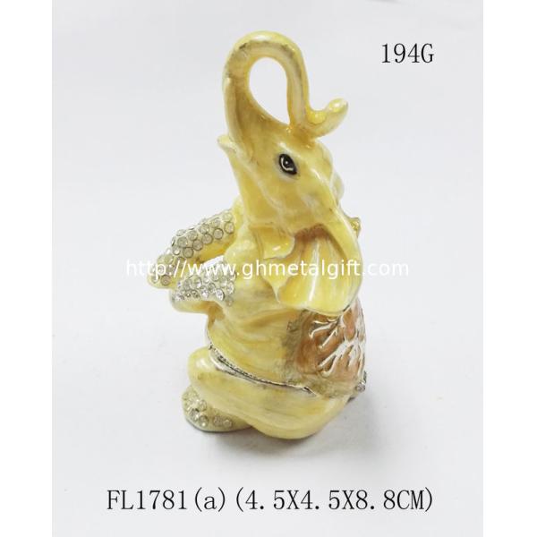 Hot sale elephant box elephant metal trinket box pewter elephant jewelry box for gift