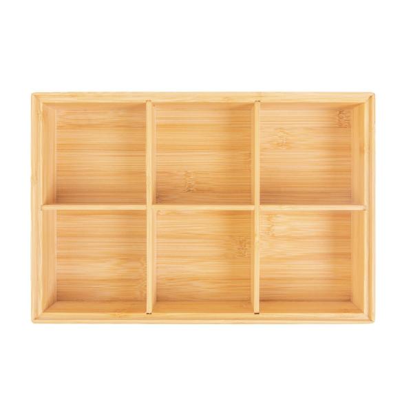 Compartimentos do organizador 6 do armazenamento do saquinho de chá do bambu 32.5*22.1*7.7cm da madeira com tampa de madeira