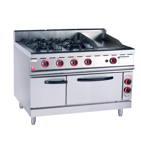 4 Burner Commercial Gas Range With Gas Griddle And Oven