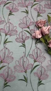 Tulipa flor rendada tecido bordado colorido vestido feminino têxtil