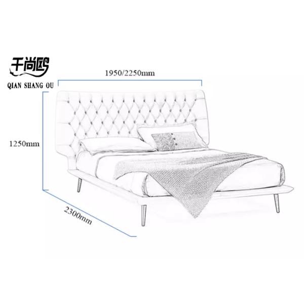 Luxury Oversized / King Size Upholstered Beds Buckle Metal Leg