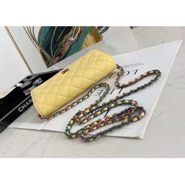 Inclined Shoulder Cowhide 19cm Luxury Brand Wallet With Chain