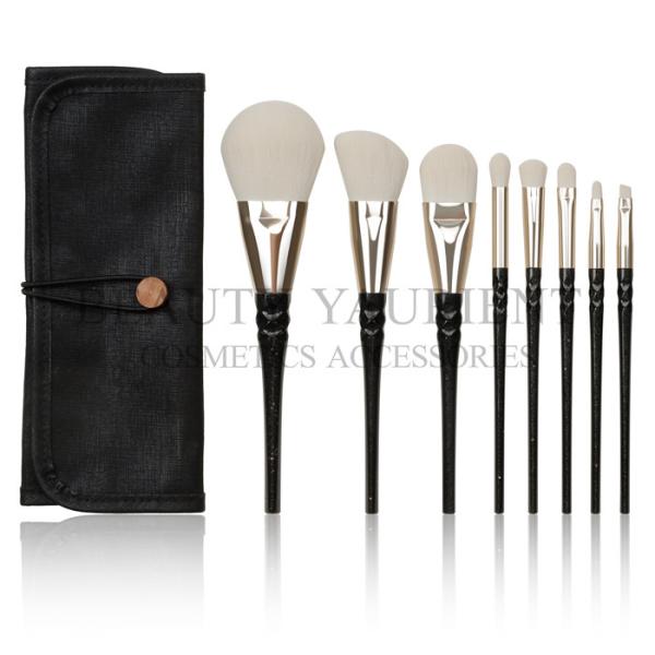 Cheek  Full Face Makeup Brush Set 8pcs Fish Scale Shaped Aluminum Ferrule