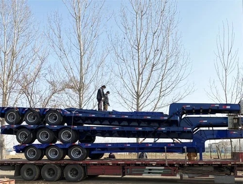 40FT 3 Axle Gooseneck Low Platform Semi Trailer Flatbed Semi Trailer 3 Axle Trailer