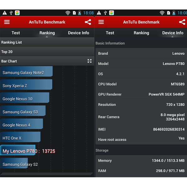 Lenovo P780 5.0" MTK6589 Quad Core Android 4.2 1280x720p 1GB RAM 4GB ROM 8.0MP Camera Original Mobile Phone