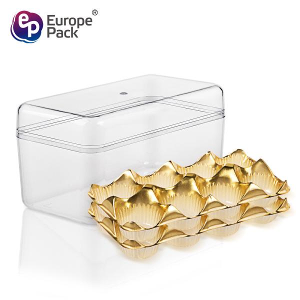 Eco friendly double layer rectangle shape luxury chocolate box with golden tray
