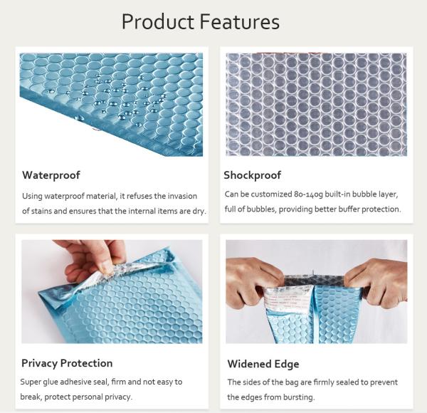 Heatproof Gold Bubble Mailer Poly Bags Self Seal Shock Resistant
