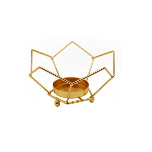 Gold metal wire heart shape decorative metal candle holder with glass tealight holder