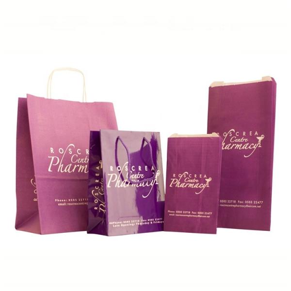 Disposable Brown Kraft Paper Bag SOS Custom Pharmacy Bags Pouches