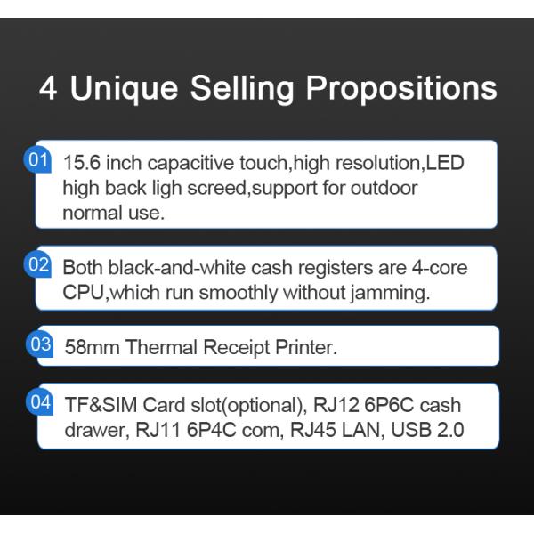 Windows 10 15.6 inch True Flat Touch Screen Desktop POS with Scanner and Thermal Printer