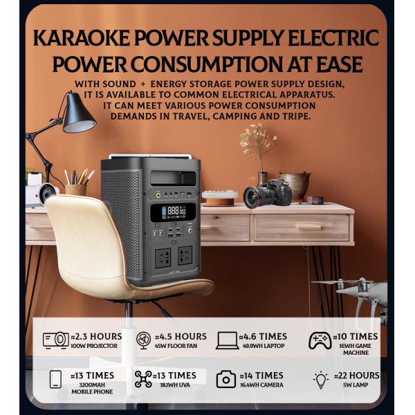 300-watt Portable Karaoke Machine Power Bank Outdoor Emergency Power Supply