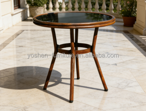 All Weather Portable Outdoor Coffee Table Foldable Design UV-Resistant Durable for Hotel Courtyard Balcony Bistro