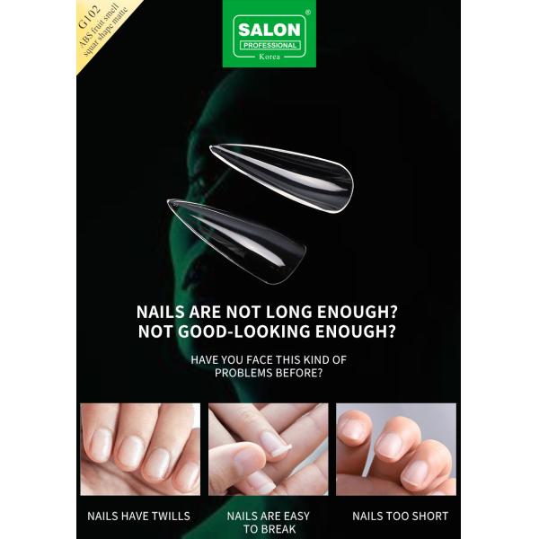Wholesale False Nails Long Sharp Shape Half Cover Natural French Acrylic Fake Nails Salon Use