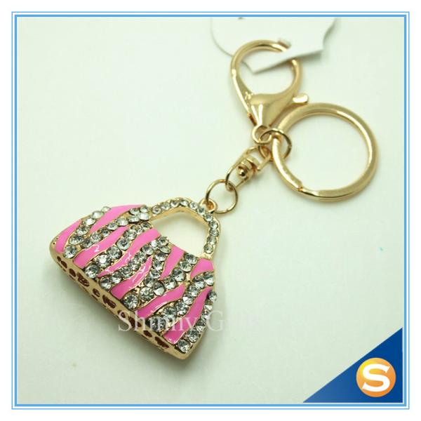 Fashion Rhinestone Handbag Shape Metal Charm Key Chain Bag Hanger Pendant