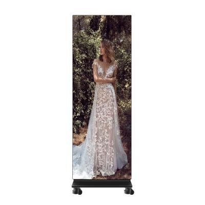 P0.9 Floor Standing LED Poster Cabinet 1x5 600*1687.5mm Screen Size For Storefront