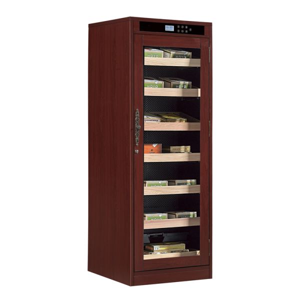 Wooden Frame Cigar Cooler Humidifier with Precise Climate Control and Double-Pane Glass Door