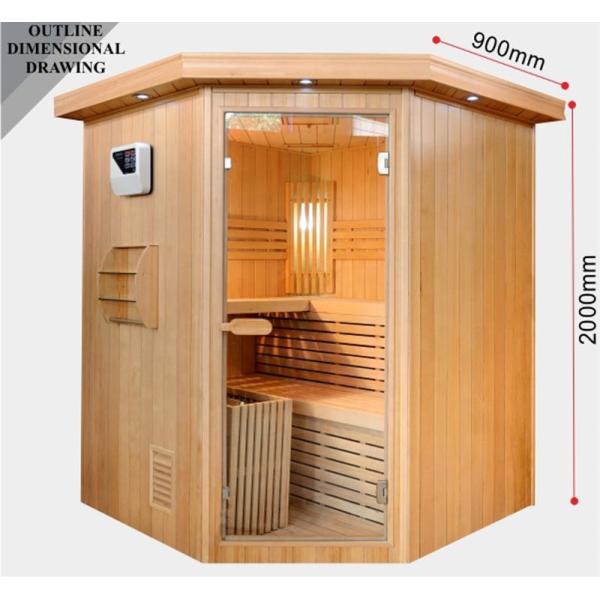 OEM Double Bench Corner Style Indoor Steam Sauna Room With 6KW Stove