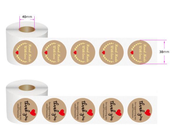 Oilproof On Rolls Kraft Private Round Thank You Print Sticker Labels